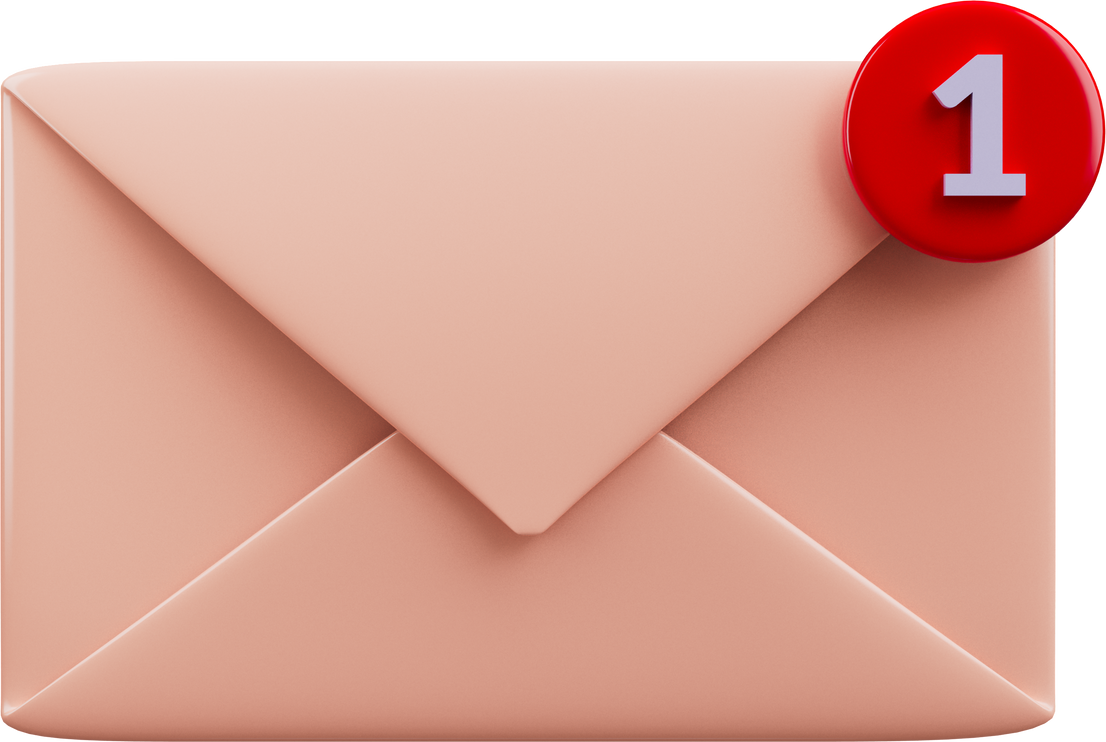 Electronic mail with massage icon isolated 3d render illustration